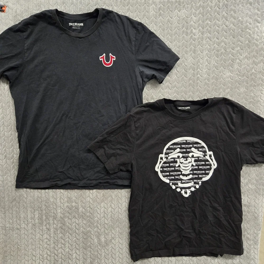 2 TRUE RELIGION‎ ORIGINAL BUDDHA FACE Short Sleeve Graphic T-shirt 2XL Black